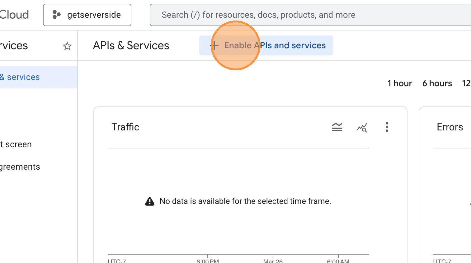 Click Enable APIs and services