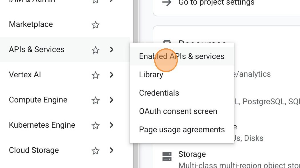 Go to Enabled APIs & services