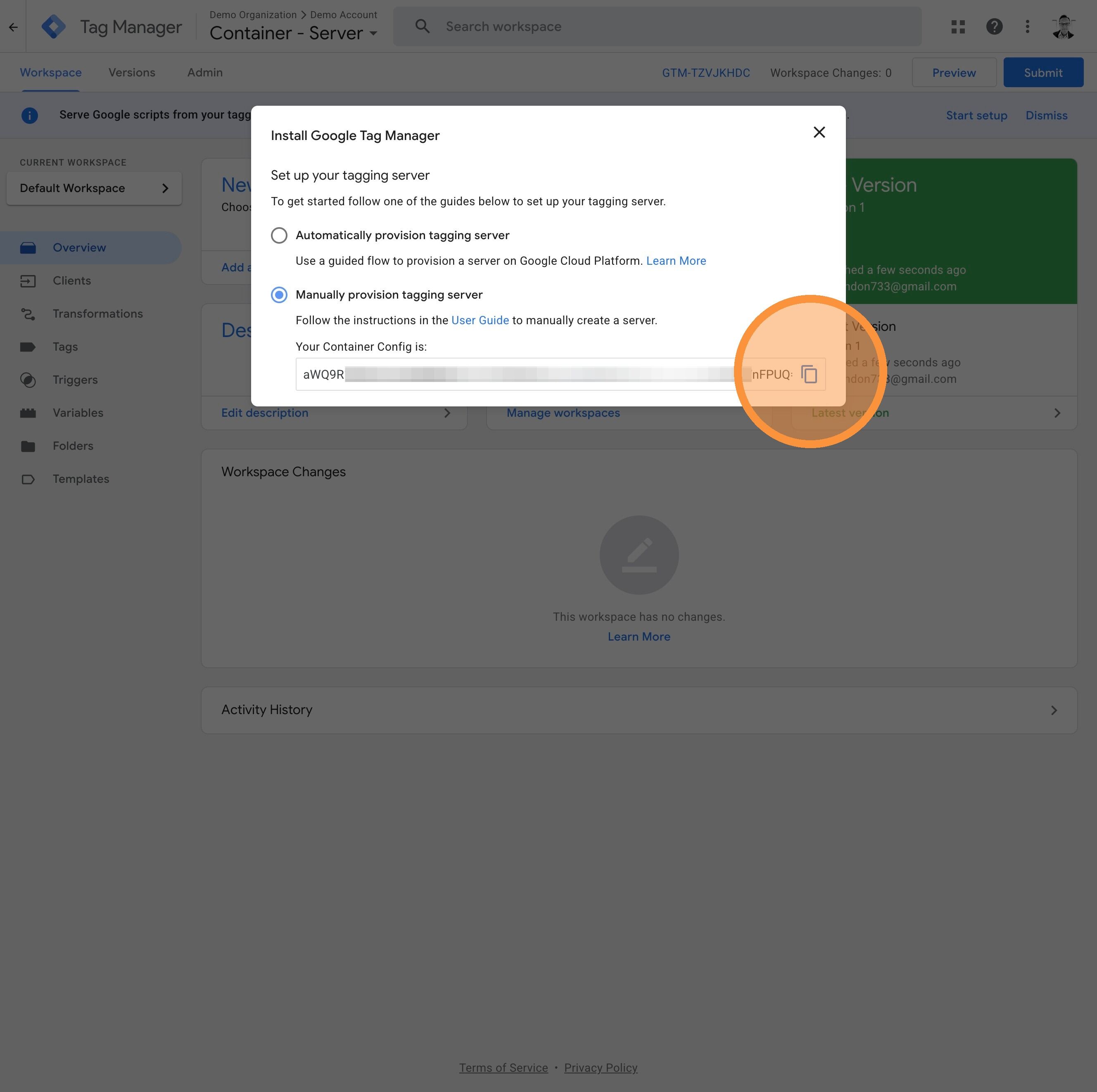 Server container created