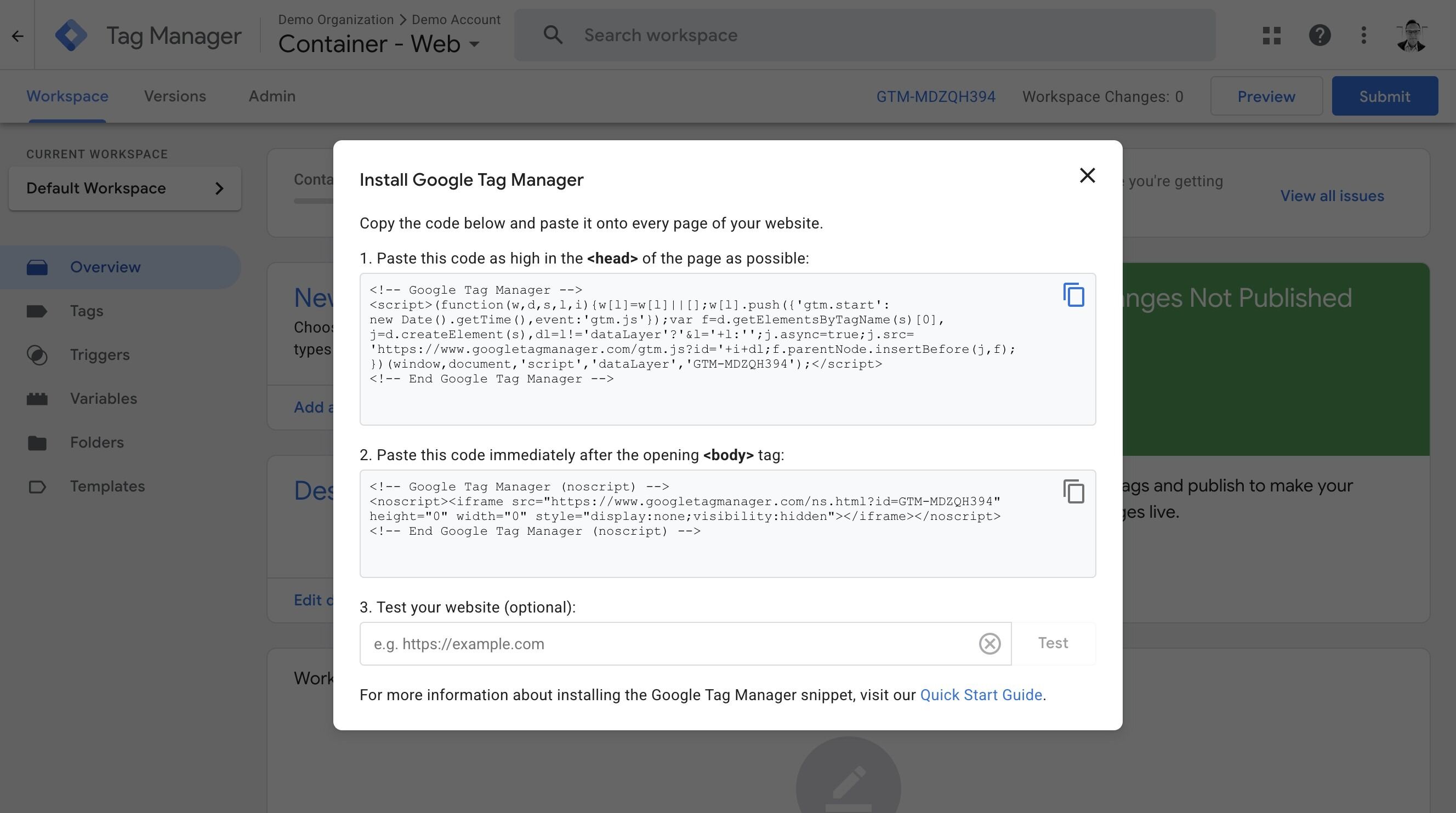 Web container created