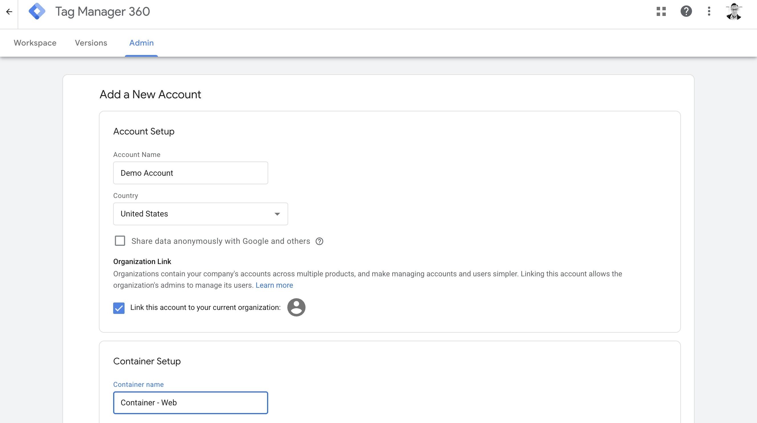 Create a new container