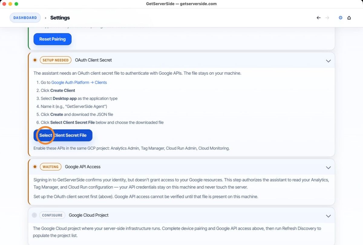 Upload the client secret