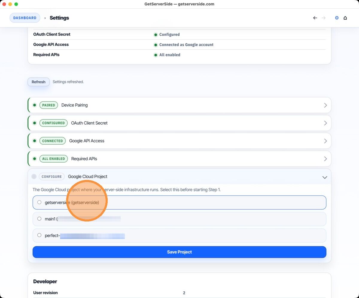 GCP project selection (later)